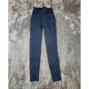 Fabletics SculptKnit High Waisted Cargo Leggings Navy Blue Activewear Size Small